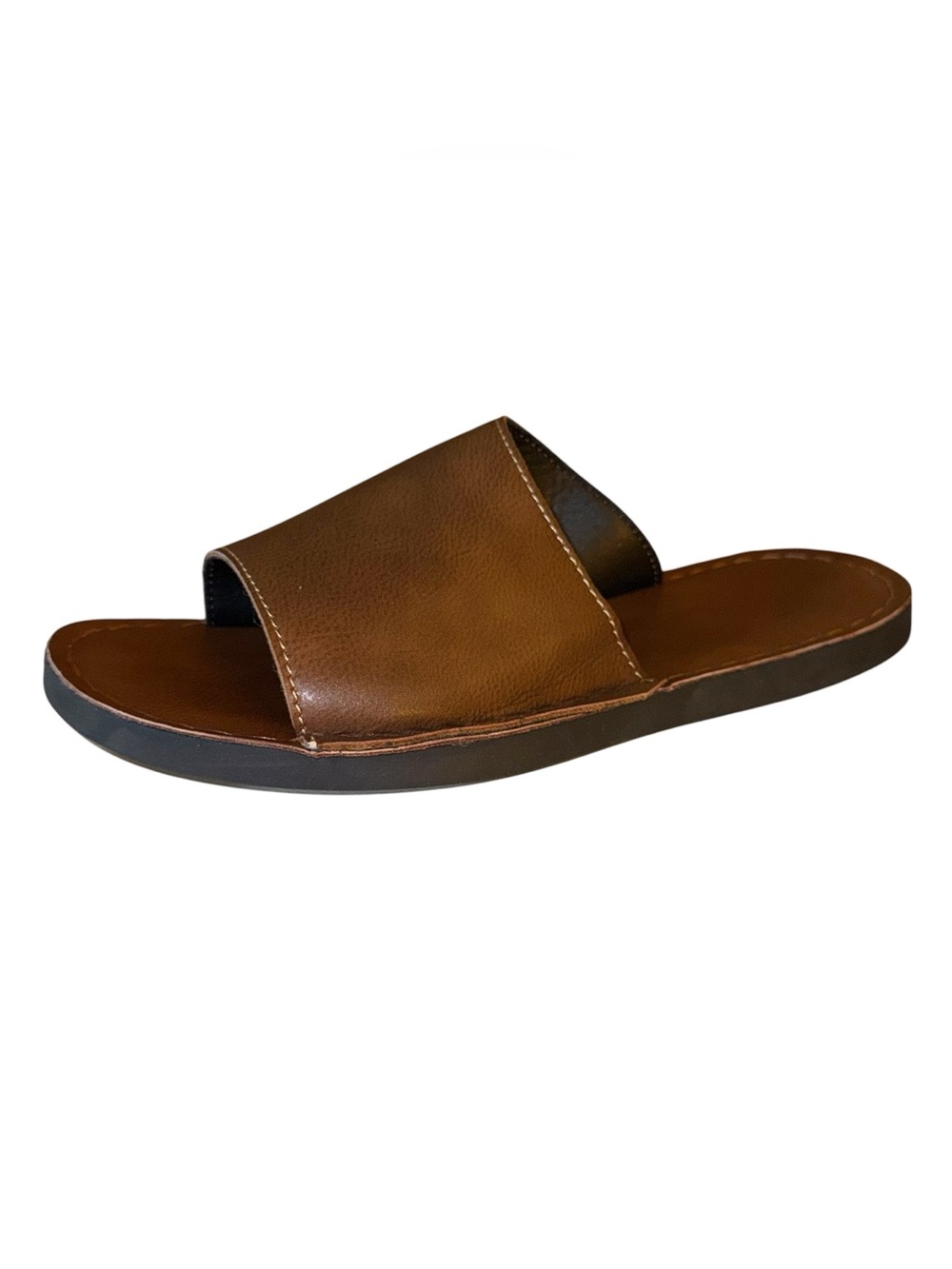 Men’s Brown Faux Leather Slide Sandals - Picture 3 of 3